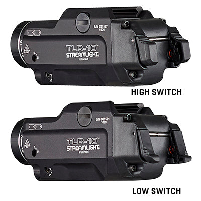 TLR-10® Luz para pistola con láser rojo y opciones de interruptor trasero