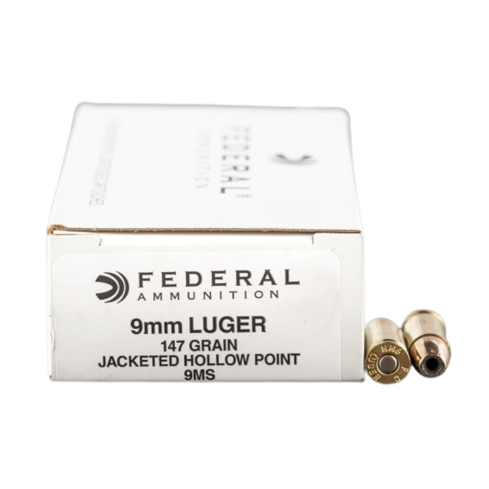BALA cal. 9 mm Luger 147 gr Federal Jacketed Hollow Point 9MS, caja 50 un.
