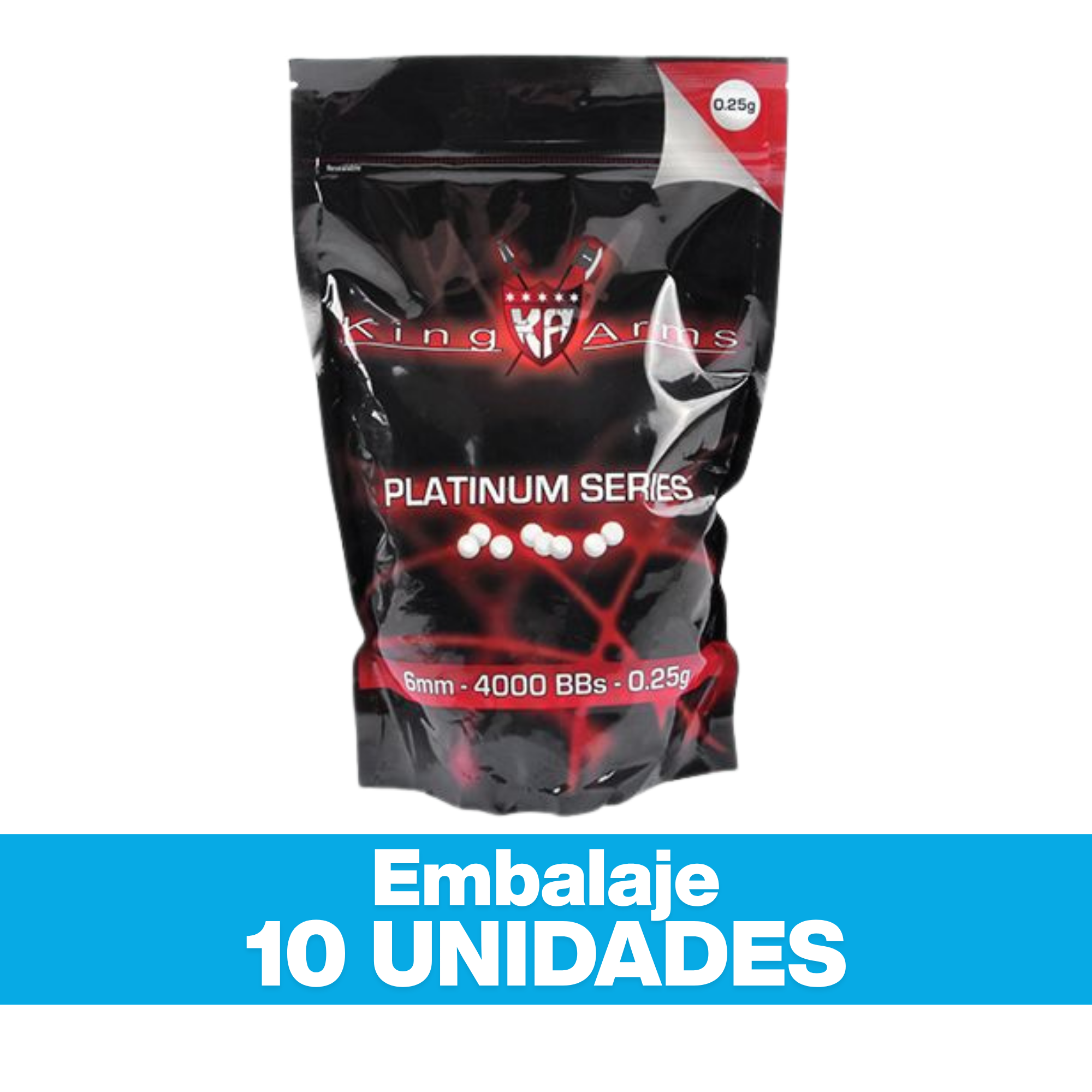 Embalaje Balines King Arms 0.25 gr, 10 unidades